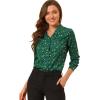 imageAllegra K Womens Metallic Patterned Blouse V Neck Long Sleeve Gilding Sparkly Dots Star TopDark Green