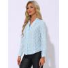 imageAllegra K Womens Metallic Patterned Blouse V Neck Long Sleeve Gilding Sparkly Dots Star TopSky Blue