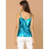 imageAllegra K Womens Metallic Shiny Halloween Party Tank Top Sleeveless Deep V Neck Camisole TopsBlue