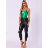 imageAllegra K Womens Metallic Shiny Halloween Party Tank Top Sleeveless Deep V Neck Camisole TopsDark Green