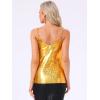 imageAllegra K Womens Metallic Shiny Halloween Party Tank Top Sleeveless Deep V Neck Camisole TopsGold Yellow