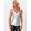 imageAllegra K Womens Metallic Shiny Halloween Party Tank Top Sleeveless Deep V Neck Camisole TopsHolographic Silver