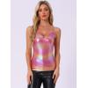 imageAllegra K Womens Metallic Shiny Halloween Party Tank Top Sleeveless Deep V Neck Camisole TopsHot Pink