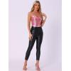 imageAllegra K Womens Metallic Shiny Halloween Party Tank Top Sleeveless Deep V Neck Camisole TopsHot Pink