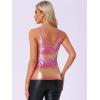 imageAllegra K Womens Metallic Shiny Halloween Party Tank Top Sleeveless Deep V Neck Camisole TopsHot Pink