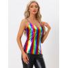 imageAllegra K Womens Metallic Shiny Halloween Party Tank Top Sleeveless Deep V Neck Camisole TopsMulticolor