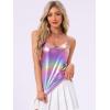 imageAllegra K Womens Metallic Shiny Halloween Party Tank Top Sleeveless Deep V Neck Camisole TopsPink Purple