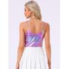 imageAllegra K Womens Metallic Shiny Halloween Party Tank Top Sleeveless Deep V Neck Camisole TopsPink Purple