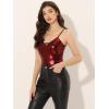imageAllegra K Womens Metallic Shiny Halloween Party Tank Top Sleeveless Deep V Neck Camisole TopsRed