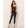 imageAllegra K Womens Metallic Shiny Halloween Party Tank Top Sleeveless Deep V Neck Camisole TopsRed