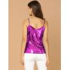 imageAllegra K Womens Metallic Shiny Halloween Party Tank Top Sleeveless Deep V Neck Camisole TopsRose Red