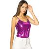 imageAllegra K Womens Metallic Shiny Halloween Party Tank Top Sleeveless Deep V Neck Camisole TopsRose Red
