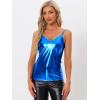 imageAllegra K Womens Metallic Shiny Halloween Party Tank Top Sleeveless Deep V Neck Camisole TopsRoyal Blue