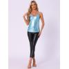 imageAllegra K Womens Metallic Shiny Halloween Party Tank Top Sleeveless Deep V Neck Camisole TopsShiny Blue