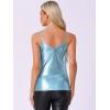 imageAllegra K Womens Metallic Shiny Halloween Party Tank Top Sleeveless Deep V Neck Camisole TopsShiny Blue