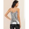 imageAllegra K Womens Metallic Shiny Halloween Party Tank Top Sleeveless Deep V Neck Camisole TopsSilver