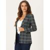 imageAllegra K Womens Notched Lapel One Button Boyfriend Blazer Suit Houndstooth Work Office Blazers JacketGreen Blue
