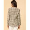 imageAllegra K Womens Notched Lapel One Button Boyfriend Blazer Suit Houndstooth Work Office Blazers JacketKhaki