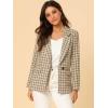imageAllegra K Womens Notched Lapel One Button Boyfriend Blazer Suit Houndstooth Work Office Blazers JacketKhaki