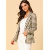 imageAllegra K Womens Notched Lapel One Button Boyfriend Blazer Suit Houndstooth Work Office Blazers JacketKhaki