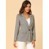 imageAllegra K Womens Notched Lapel One Button Boyfriend Blazer Suit Houndstooth Work Office Blazers JacketLight Coffee