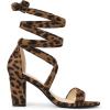 imageAllegra K Womens Open Toe Block Heel Lace Up Heels Heel SandalsLeopard