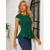 imageAllegra K Womens Peplum Top Cap Sleeve Round Neck 2025 Summer Work Blouse Tops for Business CasualGreen