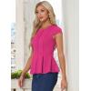 imageAllegra K Womens Peplum Top Cap Sleeve Round Neck 2025 Summer Work Blouse Tops for Business CasualHot Pink