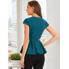 imageAllegra K Womens Peplum Top Cap Sleeve Round Neck 2025 Summer Work Blouse Tops for Business CasualPeacock Blue