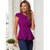 imageAllegra K Womens Peplum Top Cap Sleeve Round Neck 2025 Summer Work Blouse Tops for Business CasualPurple