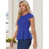 imageAllegra K Womens Peplum Top Cap Sleeve Round Neck 2025 Summer Work Blouse Tops for Business CasualRoyal Blue