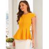 imageAllegra K Womens Peplum Top Cap Sleeve Round Neck 2025 Summer Work Blouse Tops for Business CasualYellow