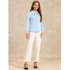 imageAllegra K Womens Peter Pan Collar Blouse Bow Tie Neck Vintage Casual Office Button Up ShirtLight Blue