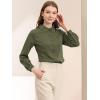 imageAllegra K Womens Peter Pan Collar Blouse Business Casual Long Sleeve Button Down Work ShirtArmy Green