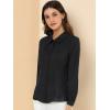 imageAllegra K Womens Peter Pan Collar Blouse Business Casual Long Sleeve Button Down Work ShirtBlack