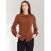 imageAllegra K Womens Peter Pan Collar Blouse Business Casual Long Sleeve Button Down Work ShirtBrick Red
