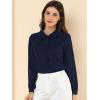 imageAllegra K Womens Peter Pan Collar Blouse Business Casual Long Sleeve Button Down Work ShirtNavy Blue