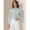 imageAllegra K Womens Peter Pan Collar Blouse Business Casual Long Sleeve Button Down Work ShirtPea Green