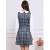 imageAllegra K Womens Peter Pan Collar Contrast Color Button Decor ALine Christmas Plaid Mini DressGray Blue