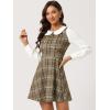 imageAllegra K Womens Peter Pan Collar Contrast Color Button Decor ALine Christmas Plaid Mini DressKhaki Brown