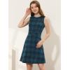 imageAllegra K Womens Plaid Dress Sleeveless A Line Vintage Houndstooth Work DressesBlue