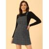 imageAllegra K Womens Plaid Overall Dress Vintage Checkered Suspender Skirt Short Pinafore DressBlack Grey