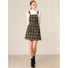 imageAllegra K Womens Plaid Overall Dress Vintage Checkered Suspender Skirt Short Pinafore DressBlackbrown