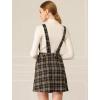 imageAllegra K Womens Plaid Overall Dress Vintage Checkered Suspender Skirt Short Pinafore DressBlackbrown