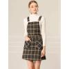 imageAllegra K Womens Plaid Overall Dress Vintage Checkered Suspender Skirt Short Pinafore DressBlackbrown