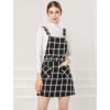 imageAllegra K Womens Plaid Overall Dress Vintage Checkered Suspender Skirt Short Pinafore DressBlackwhite
