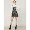 imageAllegra K Womens Plaid Overall Dress Vintage Checkered Suspender Skirt Short Pinafore DressBlackwhite