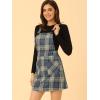 imageAllegra K Womens Plaid Overall Dress Vintage Checkered Suspender Skirt Short Pinafore DressBlue