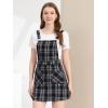 imageAllegra K Womens Plaid Overall Dress Vintage Checkered Suspender Skirt Short Pinafore DressBlueapricot