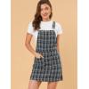 imageAllegra K Womens Plaid Overall Dress Vintage Checkered Suspender Skirt Short Pinafore DressBluebrown